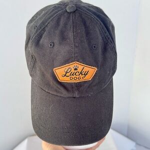 Lucky Dog Black Baseball Cap Tan Paw Patch Open Road 100% Cotton One size EUC